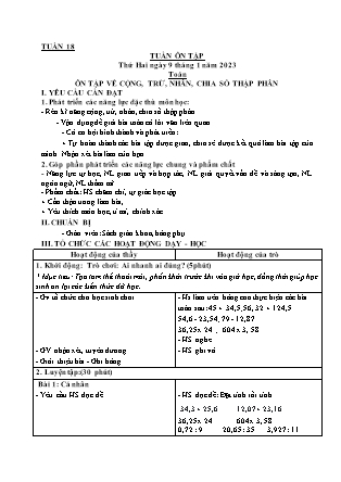 Kế hoạch bài dạy Chương trình Lớp 5 - Tuần 18 năm học 2022-2023 (Đinh Thị Hồng Thúy)