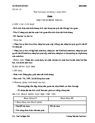 Kế hoạch bài dạy Chương trình Lớp 5 - Tuần 19 năm học 2022-2023 (Thái Thị Ngọc Ánh)