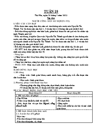 Kế hoạch bài dạy Chương trình Lớp 5 - Tuần 19 năm học 2022-2023 (Đinh Thị Hồng Thúy)