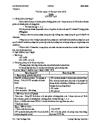 Kế hoạch bài dạy Chương trình Lớp 5 - Tuần 2 năm học 2022-2023 (Thái Thị Ngọc Ánh)