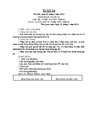 Kế hoạch bài dạy Chương trình Lớp 5 - Tuần 20 năm học 2022-2023 (Lê Thị Thái Hoàn)