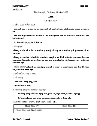 Kế hoạch bài dạy Chương trình Lớp 5 - Tuần 20 năm học 2022-2023 (Thái Thị Ngọc Ánh)
