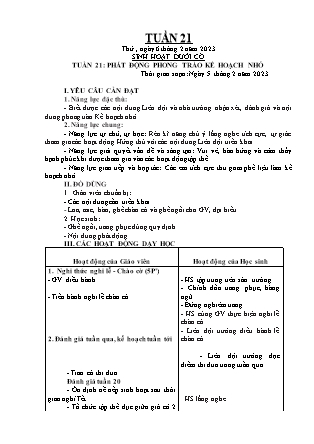 Kế hoạch bài dạy Chương trình Lớp 5 - Tuần 21 năm học 2022-2023 (Lê Thị Thái Hoàn)