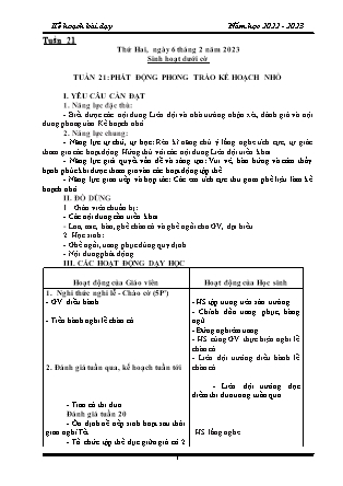 Kế hoạch bài dạy Chương trình Lớp 5 - Tuần 21 năm học 2022-2023 (Đoàn Thị Mai Hoa)