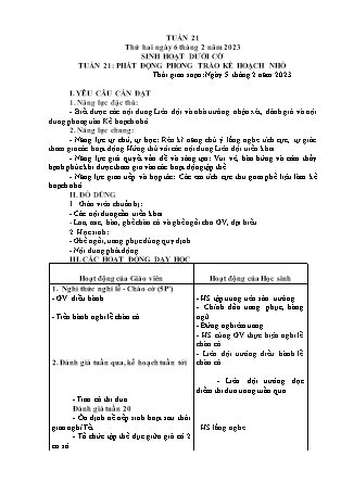 Kế hoạch bài dạy Chương trình Lớp 5 - Tuần 21 năm học 2022-2023 (Nguyễn Hồng Thái)
