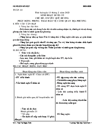 Kế hoạch bài dạy Chương trình Lớp 5 - Tuần 22 năm học 2022-2023 (Thái Thị Ngọc Ánh)