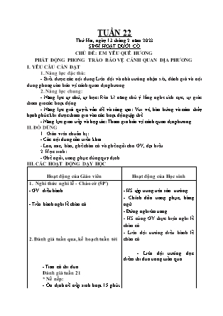Kế hoạch bài dạy Chương trình Lớp 5 - Tuần 22 năm học 2022-2023 (Lê Thị Thái Hoàn)