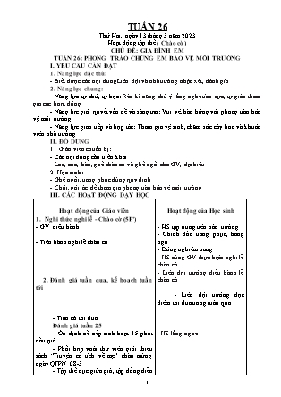 Kế hoạch bài dạy Chương trình Lớp 5 - Tuần 26 năm học 2022-2023 (Lê Thị Thái Hoàn)