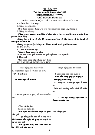 Kế hoạch bài dạy Chương trình Lớp 5 - Tuần 27 năm học 2022-2023 (Lê Thị Thái Hoàn)