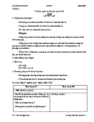 Kế hoạch bài dạy Chương trình Lớp 5 - Tuần 3 năm học 2022-2023 (Thái Thị Ngọc Ánh)