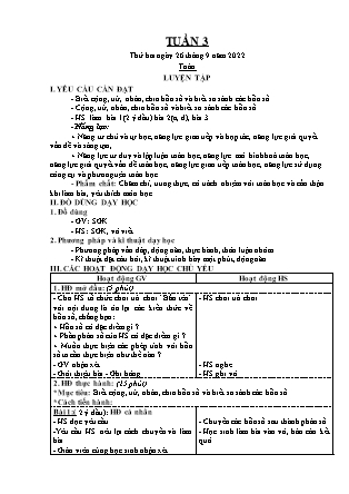 Kế hoạch bài dạy Chương trình Lớp 5 - Tuần 3 năm học 2022-2023 (Lê Thị Thái Hoàn)