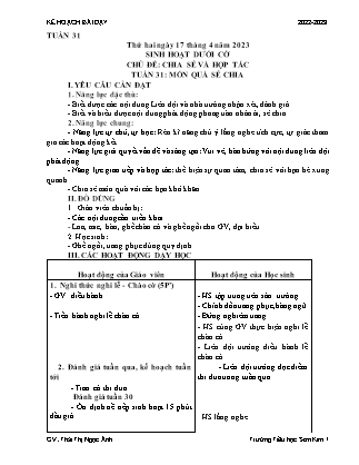 Kế hoạch bài dạy Chương trình Lớp 5 - Tuần 31 năm học 2022-2023 (Thái Thị Ngọc Ánh)