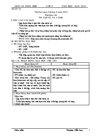 Kế hoạch bài dạy Chương trình Lớp 5 - Tuần 32 năm học 2021-2022 (Đinh Thị Hồng Thúy)