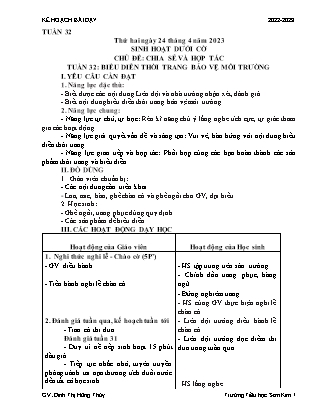 Kế hoạch bài dạy Chương trình Lớp 5 - Tuần 32 năm học 2022-2023 (Đinh Thị Hồng Thúy)