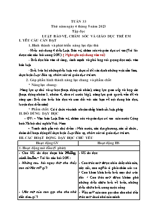Kế hoạch bài dạy Chương trình Lớp 5 - Tuần 33 năm học 2022-2023 (Đinh Thị Hồng Thúy)