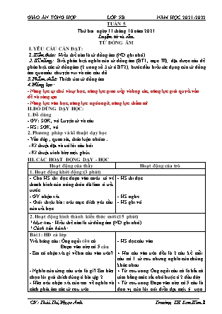 Kế hoạch bài dạy Chương trình Lớp 5 - Tuần 5 năm học 2021-2022 (Thái Thị Ngọc Ánh)