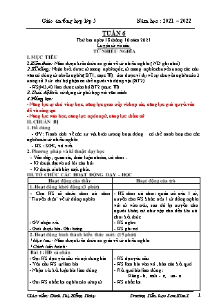 Kế hoạch bài dạy Chương trình Lớp 5 - Tuần 6 năm học 2021-2022 (Lê Thị Thái Hoàn)