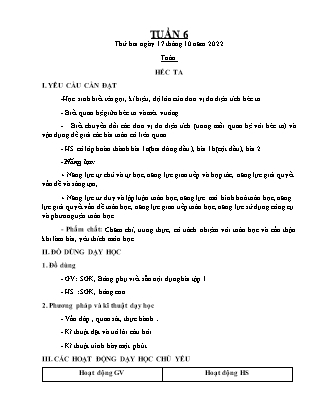 Kế hoạch bài dạy Chương trình Lớp 5 - Tuần 6 năm học 2022-2023 (Lê Thị Thái Hoàn)