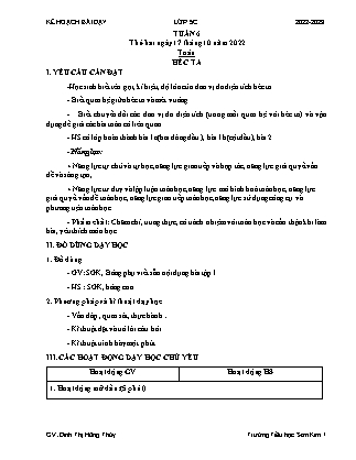 Kế hoạch bài dạy Chương trình Lớp 5 - Tuần 6 năm học 2022-2023 (Đinh Thị Hồng Thúy)