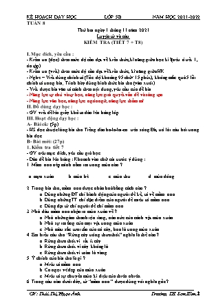 Kế hoạch bài dạy Chương trình Lớp 5 - Tuần 8 năm học 2021-2022 (Thái Thị Ngọc Ánh)