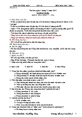 Kế hoạch bài dạy Chương trình Lớp 5 - Tuần 8 năm học 2021-2022 (Nguyễn Hồng Thái)