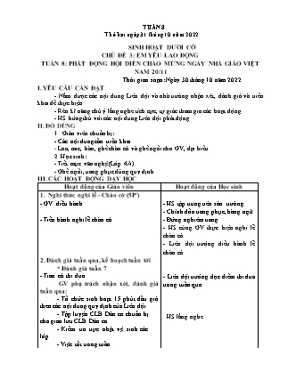 Kế hoạch bài dạy Chương trình Lớp 5 - Tuần 8 năm học 2022-2023 (Nguyễn Hồng Thái)