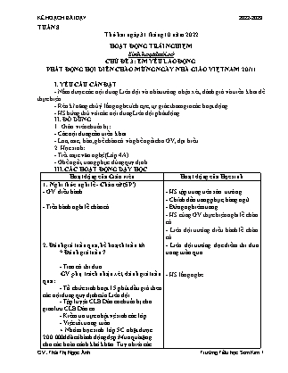 Kế hoạch bài dạy Chương trình Lớp 5 - Tuần 8 năm học 2022-2023 (Thái Thị Ngọc Ánh)