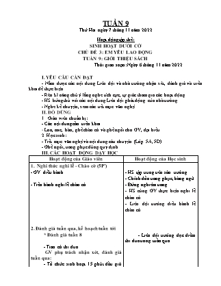 Kế hoạch bài dạy Chương trình Lớp 5 - Tuần 9 năm học 2022-2023 (Lê Thị Thái Hoàn)