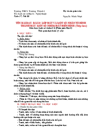 Kế hoạch bài dạy Địa Lí 6 - Bài 19: Lớp đất và các nhân tố hình thành đất. Một số nhóm đất điển hình (Tiếp theo) (Nguyễn Minh Nhựt)