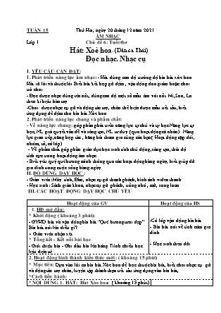 Kế hoạch bài dạy Giáo án Âm Nhạc Lớp 1 đến Lớp 5 - Tuần 15 năm học 2021-2022 (Cao Thị Hồng Thắm)