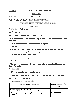 Kế hoạch bài dạy Giáo án Âm Nhạc Lớp 1 đến Lớp 5 - Tuần 3 năm học 2021-2022 (Cao Thị Hồng Thắm)