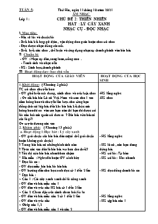 Kế hoạch bài dạy Giáo án Âm Nhạc Lớp 1 đến Lớp 5 - Tuần 5 năm học 2021-2022 (Cao Thị Hồng Thắm)