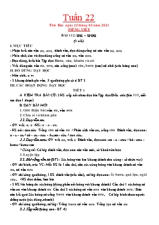 Kế hoạch bài dạy Giáo án Lớp 1 - Tuần 22 năm học 2020-2021 (Trần Thị Lương Hiền)