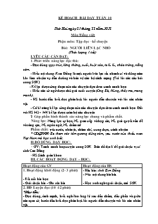 Kế hoạch bài dạy Giáo án Lớp 3 - Tuần 10 năm học 2021-2022 (Bùi Thị Bích Hiền)