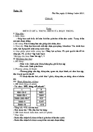 Kế hoạch bài dạy Giáo án Lớp 3 - Tuần 20 năm học 2020-2021 (Võ Thị Hải Quế)
