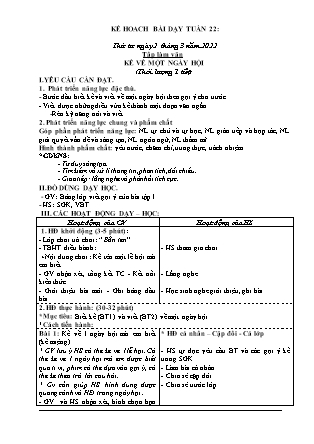 Kế hoạch bài dạy Giáo án Lớp 3 - Tuần 22 năm học 2021-2022 (Bùi Thị Bích Hiền)