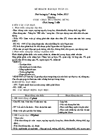 Kế hoạch bài dạy Giáo án Lớp 3 - Tuần 23 năm học 2021-2022 (Bùi Thị Bích Hiền)