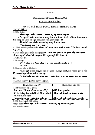 Kế hoạch bài dạy Giáo án Lớp 3 - Tuần 6 năm học 2021-2022 (Bùi Thị Bích Hiền)