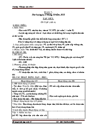 Kế hoạch bài dạy Giáo án Lớp 3 - Tuần 7 năm học 2021-2022 (Bùi Thị Bích Hiền)
