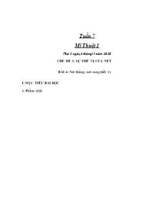 Kế hoạch bài dạy Giáo án Mĩ Thuật Lớp 1 đến Lớp 5 - Tuần 7 năm học 2020-2021 (Phan Thị Thuý Hà)