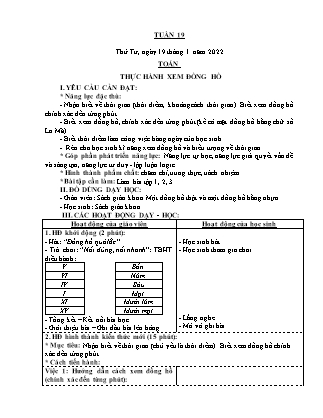 Kế hoạch bài dạy Giáo án Toán Lớp 3 - Tuần 19: Tiết 92: Bài toán liên quan đến rút về đơn vị - Năm học 2020-2021 (Nguyễn Thị Trung Châu)