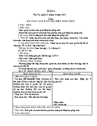 Kế hoạch bài dạy Giáo án Toán Lớp 3 - Tuần 7: Tiết 33: Bài toán giải bằng hai phép tính (Tiếp) - Năm học 2020-2021 (Nguyễn Thị Trung Châu)