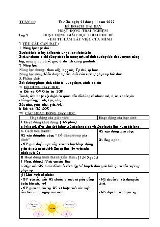 Kế hoạch bài dạy HĐTN + Âm Nhạc Lớp 1 đến Lớp 5 - Tuần 11 năm học 2022-2023 (Phan Hùng Duyệt)