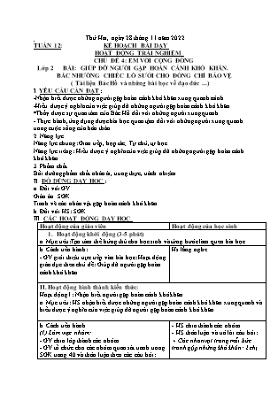 Kế hoạch bài dạy HĐTN + Âm Nhạc Lớp 1 đến Lớp 5 - Tuần 12 năm học 2022-2023 (Phan Hùng Duyệt)