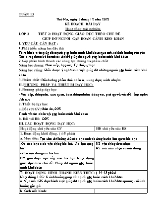 Kế hoạch bài dạy HĐTN + Âm Nhạc Lớp 1 đến Lớp 5 - Tuần 13 năm học 2022-2023 (Phan Hùng Duyệt)