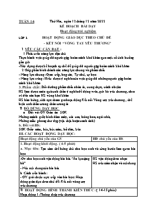 Kế hoạch bài dạy HĐTN + Âm Nhạc Lớp 1 đến Lớp 5 - Tuần 14 năm học 2022-2023 (Phan Hùng Duyệt)