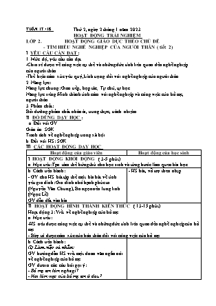 Kế hoạch bài dạy HĐTN + Âm Nhạc Lớp 1 đến Lớp 5 - Tuần 17+18 năm học 2022-2023 (Phan Hùng Duyệt)