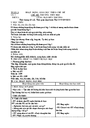 Kế hoạch bài dạy HĐTN + Âm Nhạc Lớp 1 đến Lớp 5 - Tuần 2 năm học 2022-2023 (GV Phan Hùng Duyệt)