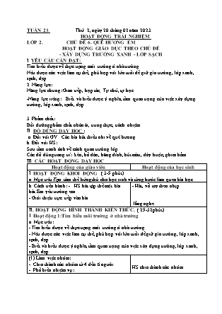 Kế hoạch bài dạy HĐTN + Âm Nhạc Lớp 1 đến Lớp 5 - Tuần 23 năm học 2022-2023 (Phan Hùng Duyệt)