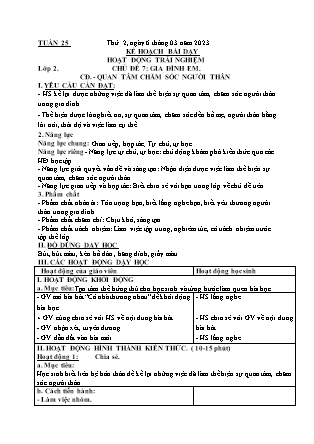 Kế hoạch bài dạy HĐTN + Âm Nhạc Lớp 1 đến Lớp 5 - Tuần 25 năm học 2022-2023 (Phan Hùng Duyệt)